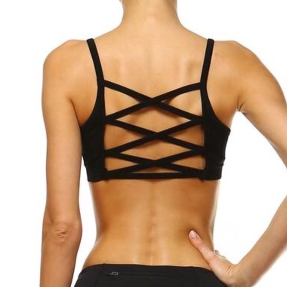 Black Criss Cross Back Sports Bra - Picture 4 of 4